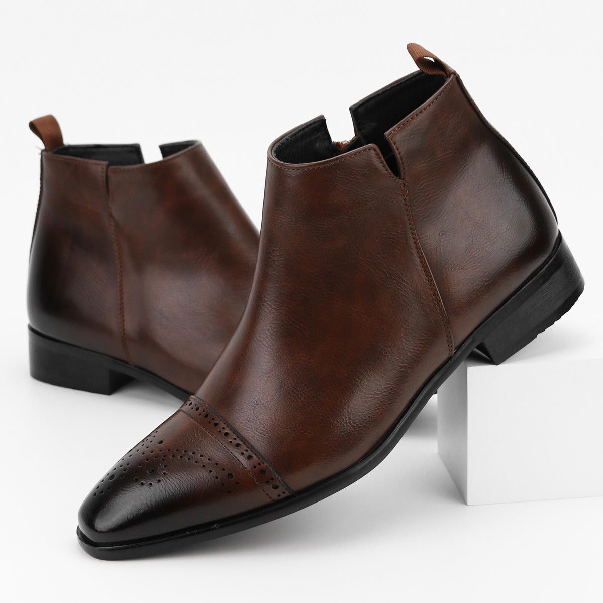 Cross-border Plus Size Men's Shoes Color Polished Retro Chelsea Boots Amazon Independent Station