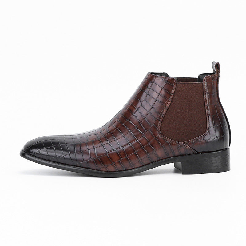 Men's Chelsea Boots Square Toe Men's Shoes All-Match Fashion Men's Short Boots