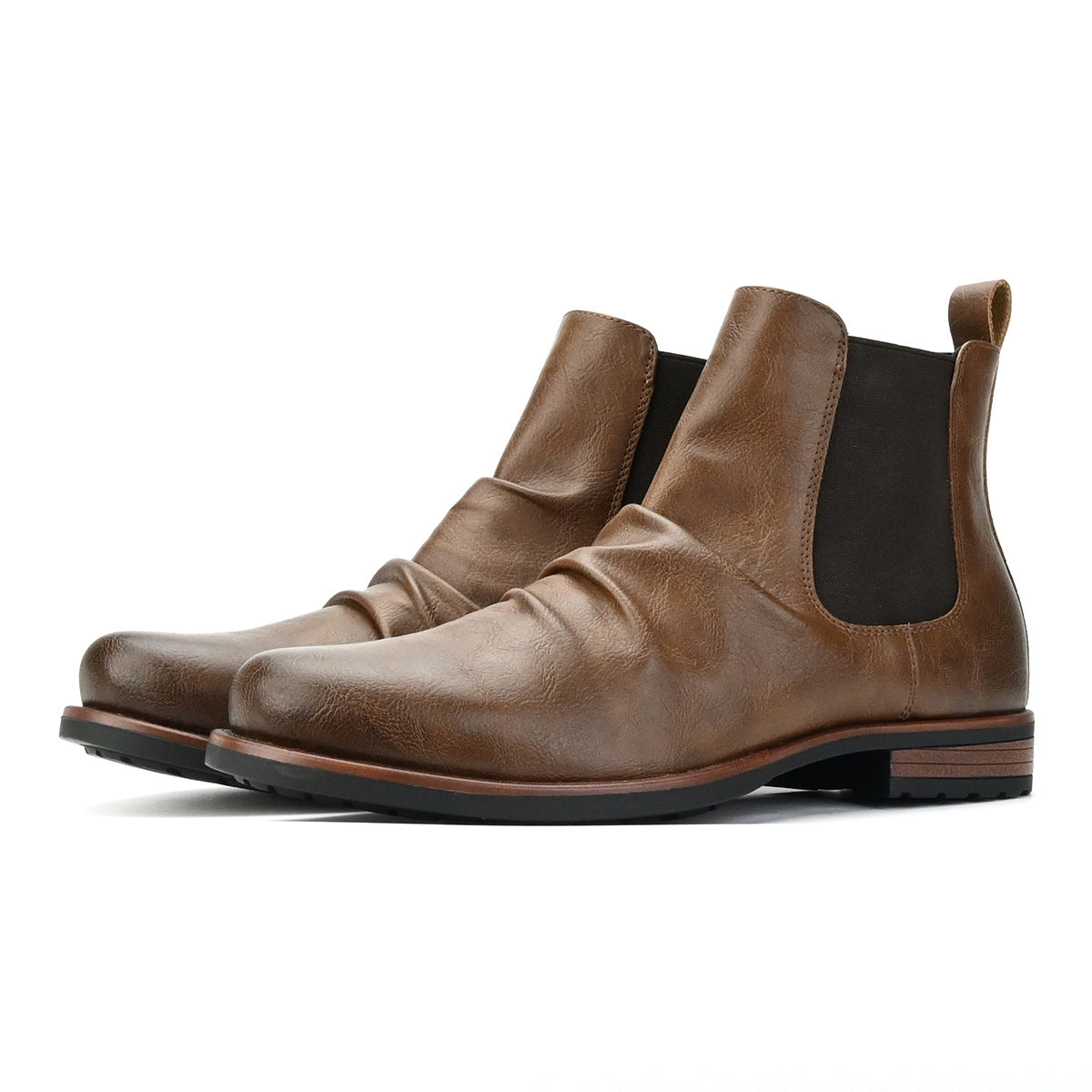 Men's Double Elastic British Style Low Heel Retro Boots Casual Ankle Boots