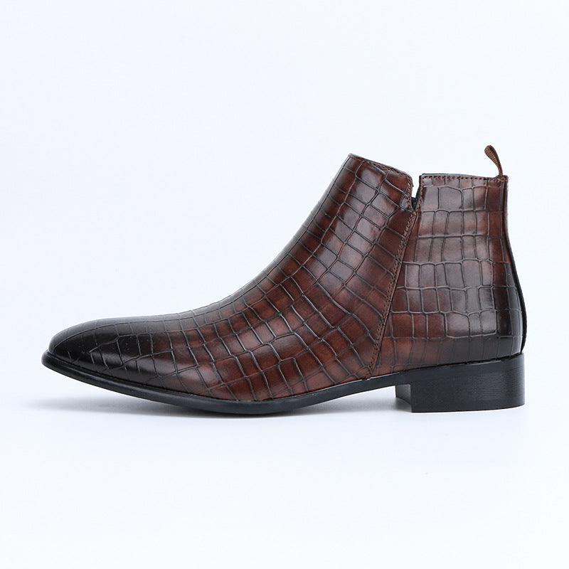 Men's Chelsea Boots Square Toe Men's Shoes Personality Wild Fashion Men's Short Boots