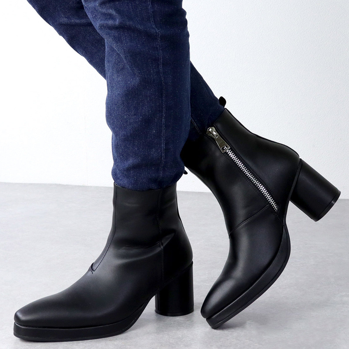 Martin Boots Chunky Heel Platform Pointed Toe Shoes Business Fashion