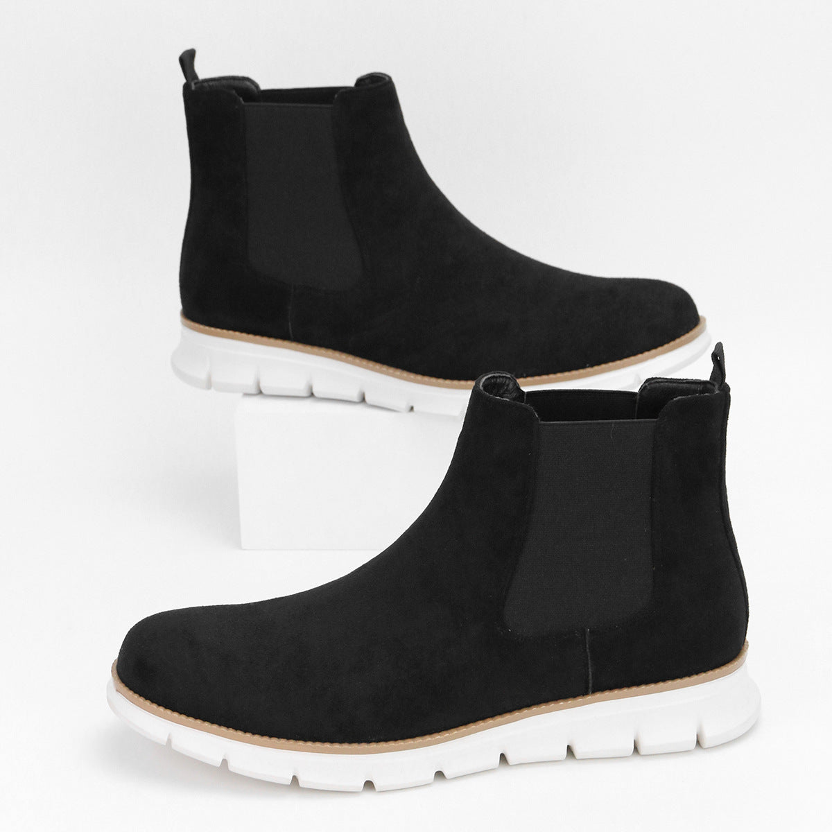 Plus Size Casual Chelsea Boots Men plaid Lightweight Ankle Boots