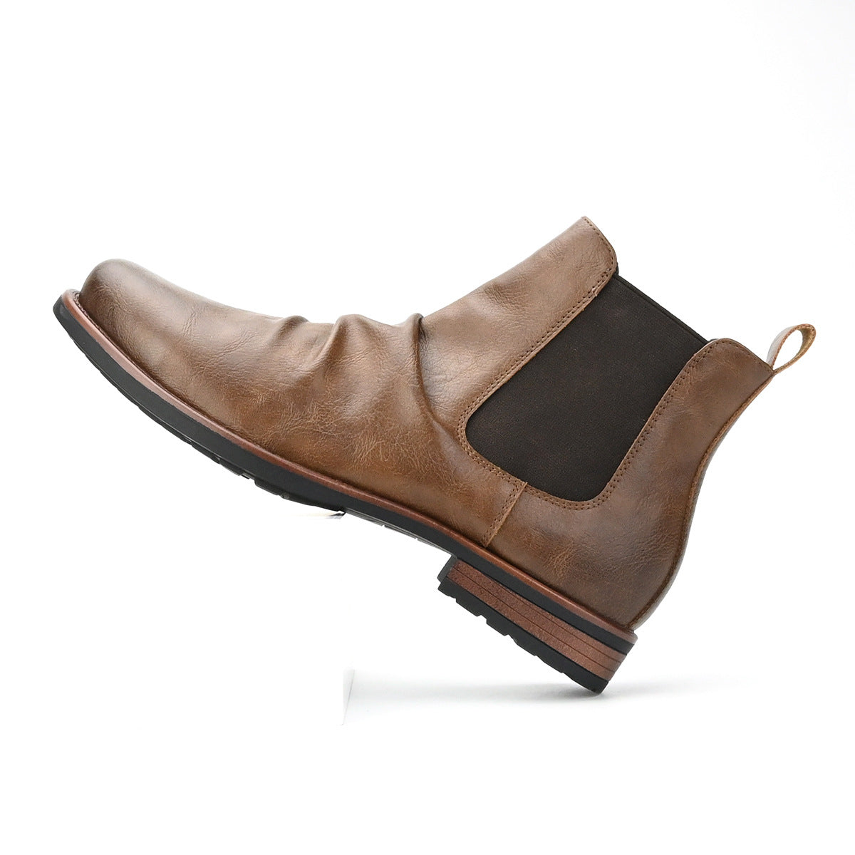 Men's Double Elastic British Style Low Heel Retro Boots Casual Ankle Boots