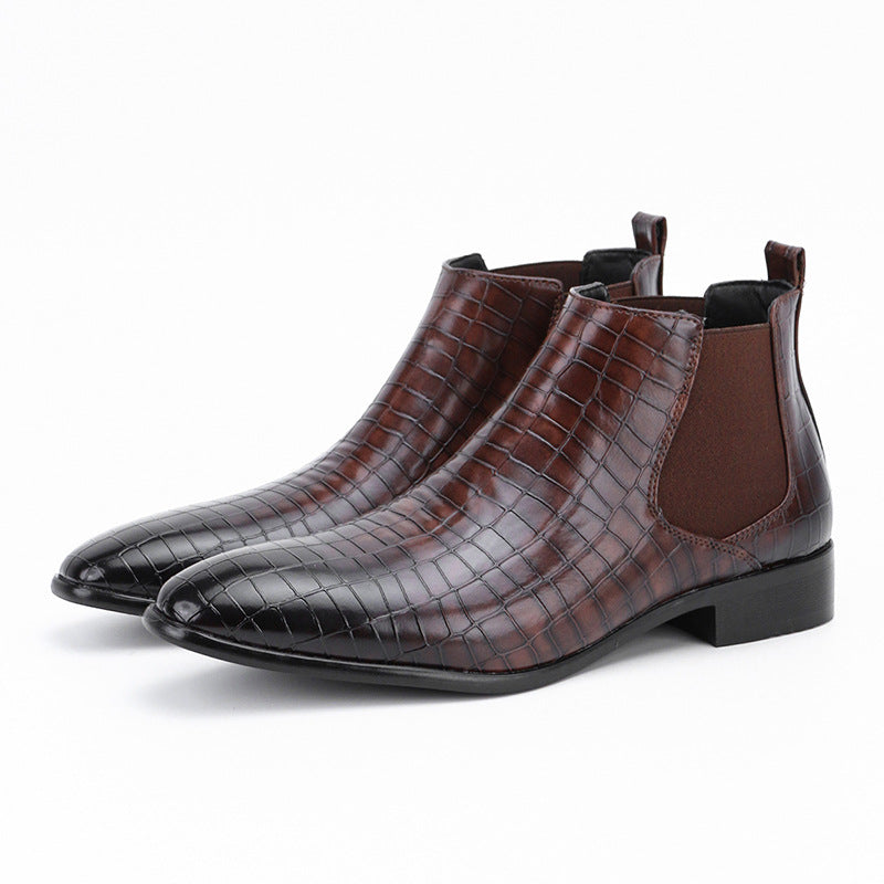 Men's Chelsea Boots Square Toe Men's Shoes All-Match Fashion Men's Short Boots