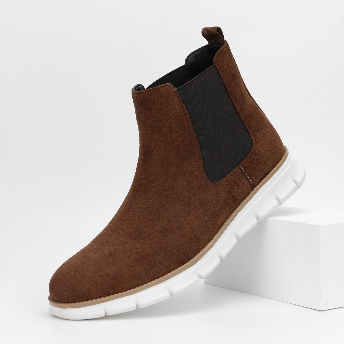Plus Size Casual Chelsea Boots Men plaid Lightweight Ankle Boots