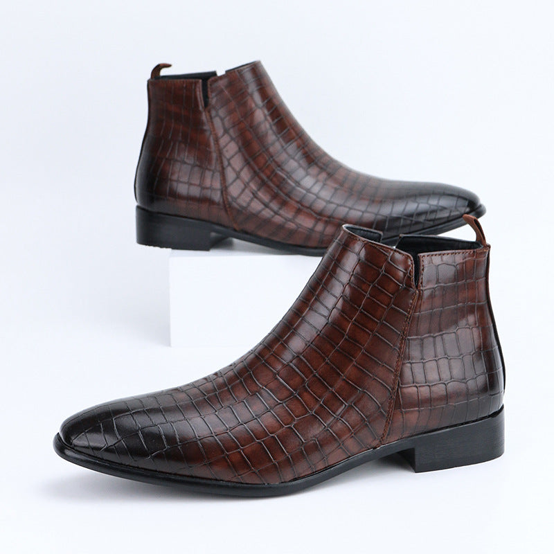 Men's Chelsea Boots Square Toe Men's Shoes Personality Wild Fashion Men's Short Boots
