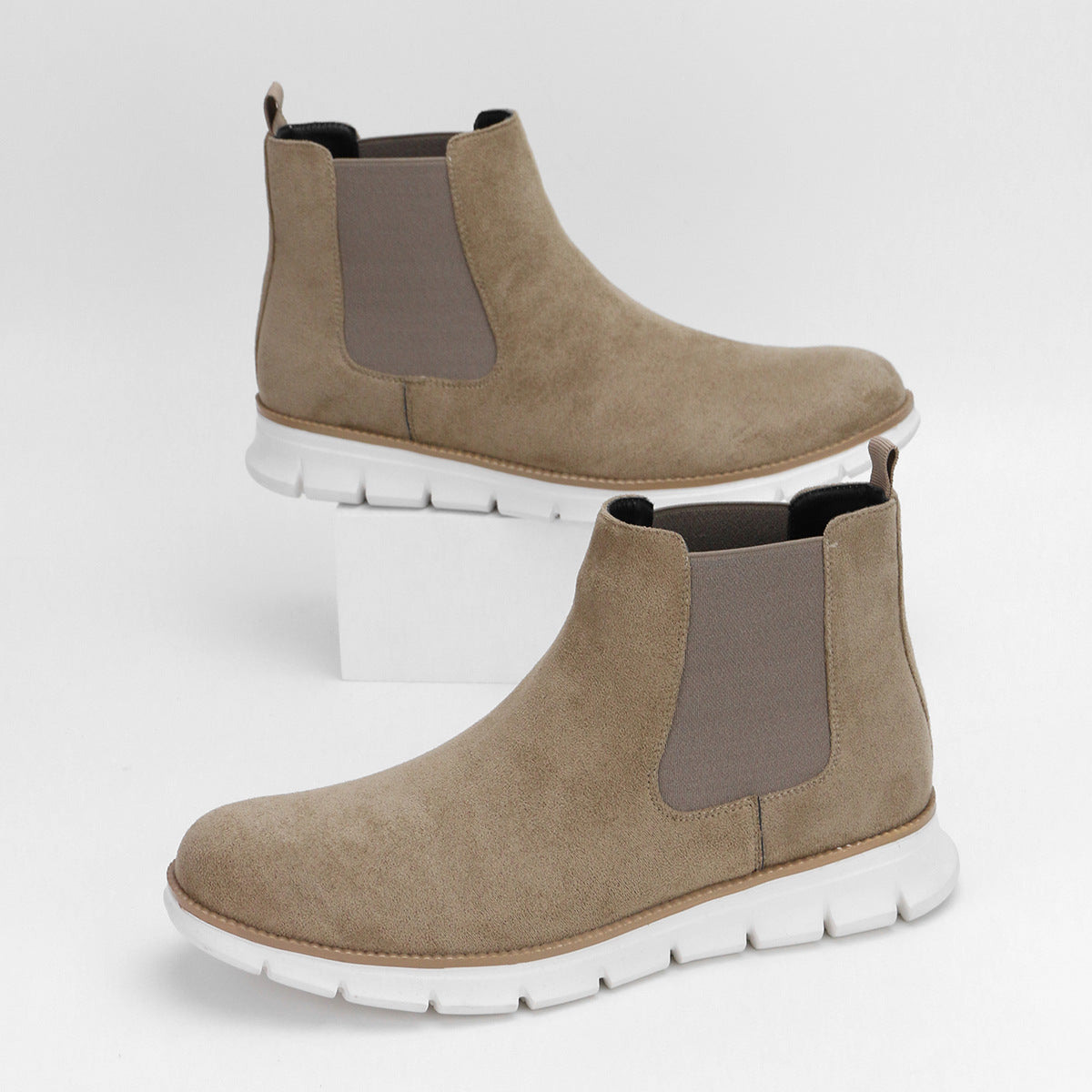 Plus Size Casual Chelsea Boots Men plaid Lightweight Ankle Boots