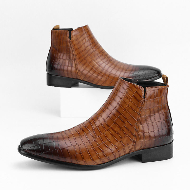 Men's Chelsea Boots Square Toe Men's Shoes Personality Wild Fashion Men's Short Boots