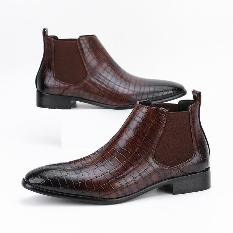Men's Chelsea Boots Square Toe Men's Shoes All-Match Fashion Men's Short Boots