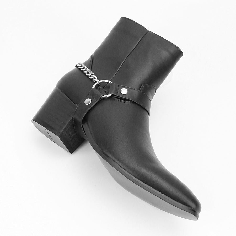 Men's Fashion Boots High Heel Chain Fashion Temperament