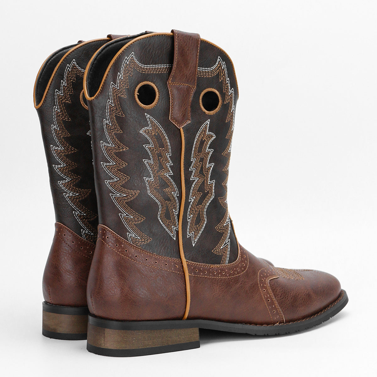 Vintage Embroidered Men's Cowboy Boots Personality Fashion Trend Western Cowboy Boots