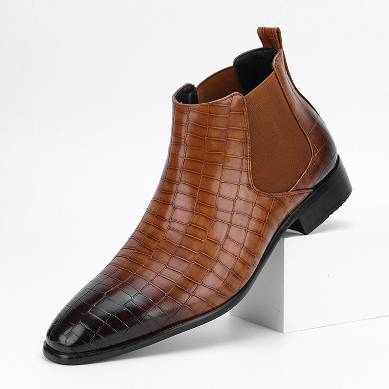 Men's Chelsea Boots Square Toe Men's Shoes All-Match Fashion Men's Short Boots