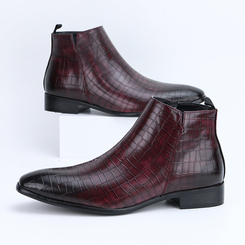 Men's Chelsea Boots Square Toe Men's Shoes Personality Wild Fashion Men's Short Boots