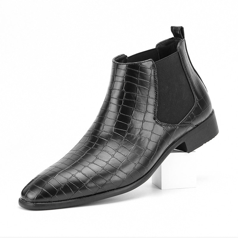 Men's Chelsea Boots Square Toe Men's Shoes All-Match Fashion Men's Short Boots