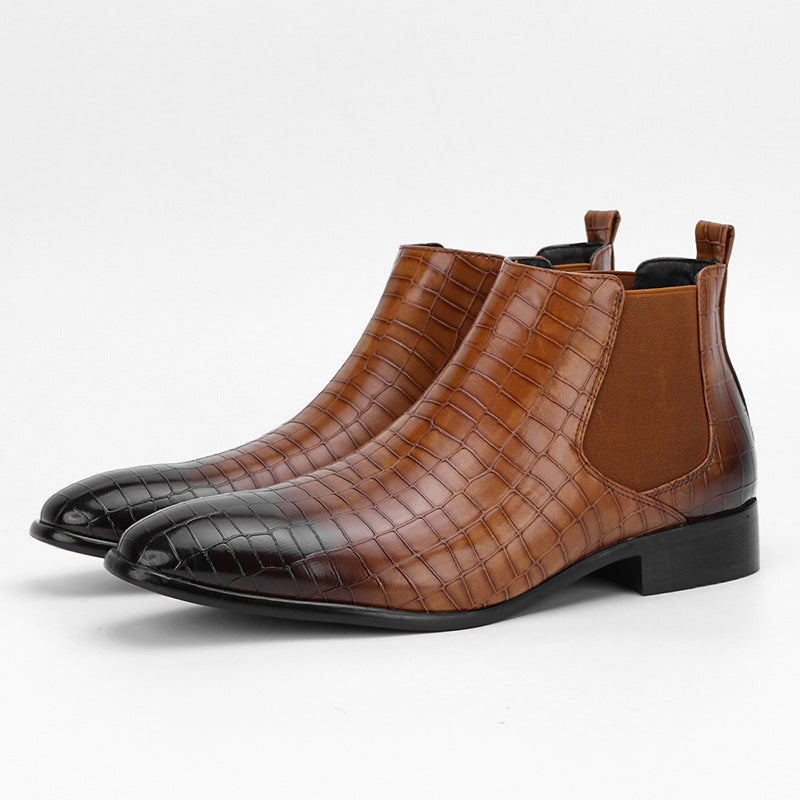 Men's Chelsea Boots Square Toe Men's Shoes All-Match Fashion Men's Short Boots