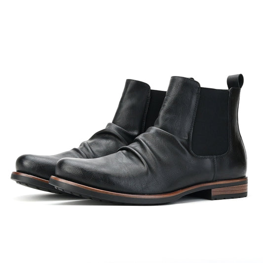 Men's Double Elastic British Style Low Heel Retro Boots Casual Ankle Boots