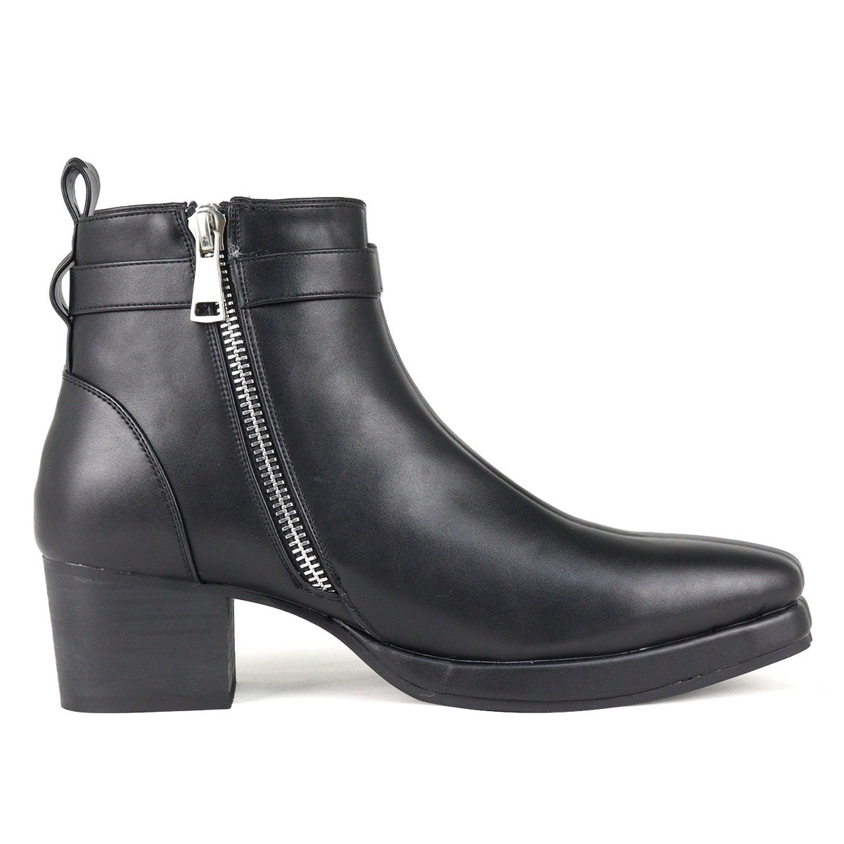 Round Toe Buckle Chelsea Boots Short British Style Waterproof Fashion