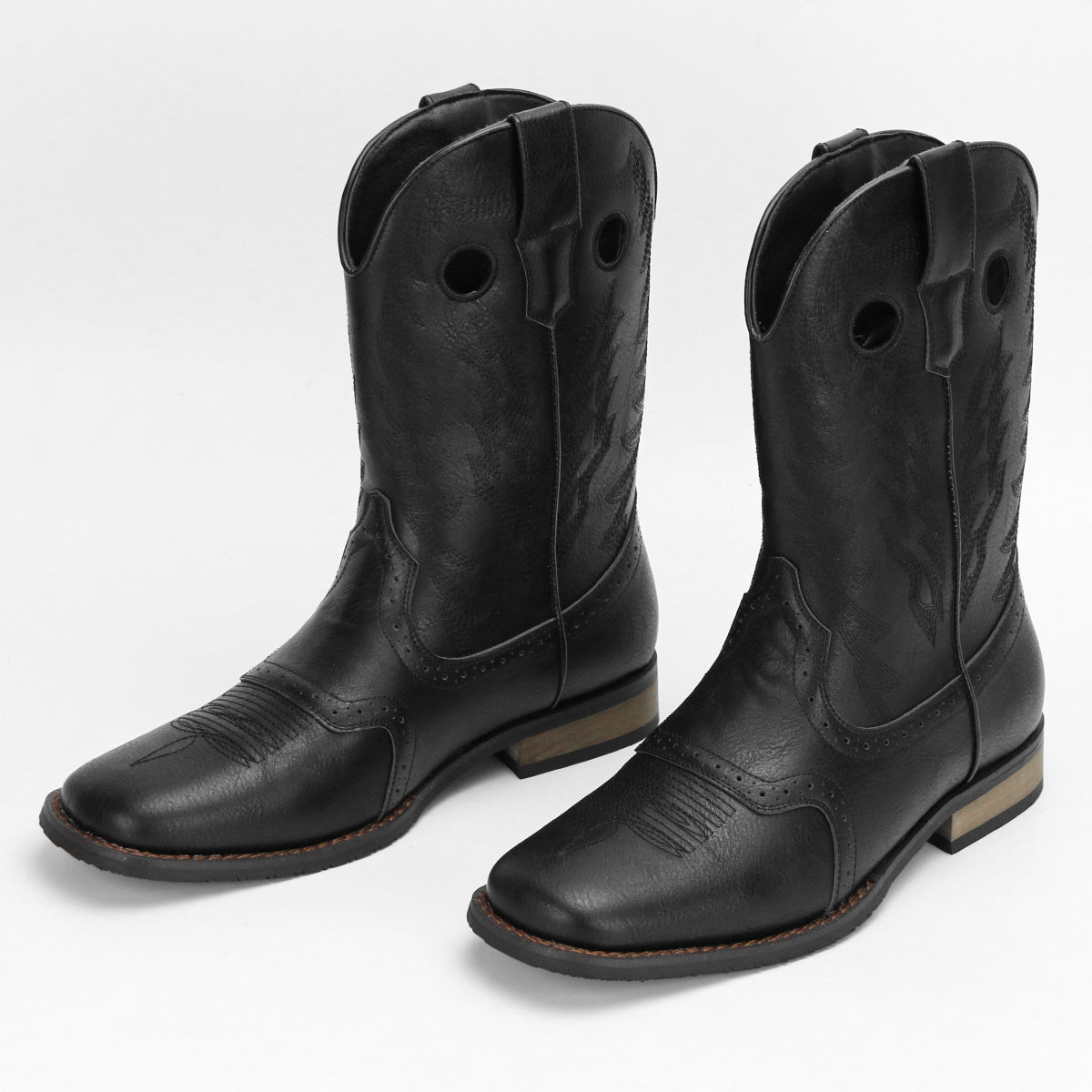 Vintage Embroidered Men's Cowboy Boots Personality Fashion Trend Western Cowboy Boots