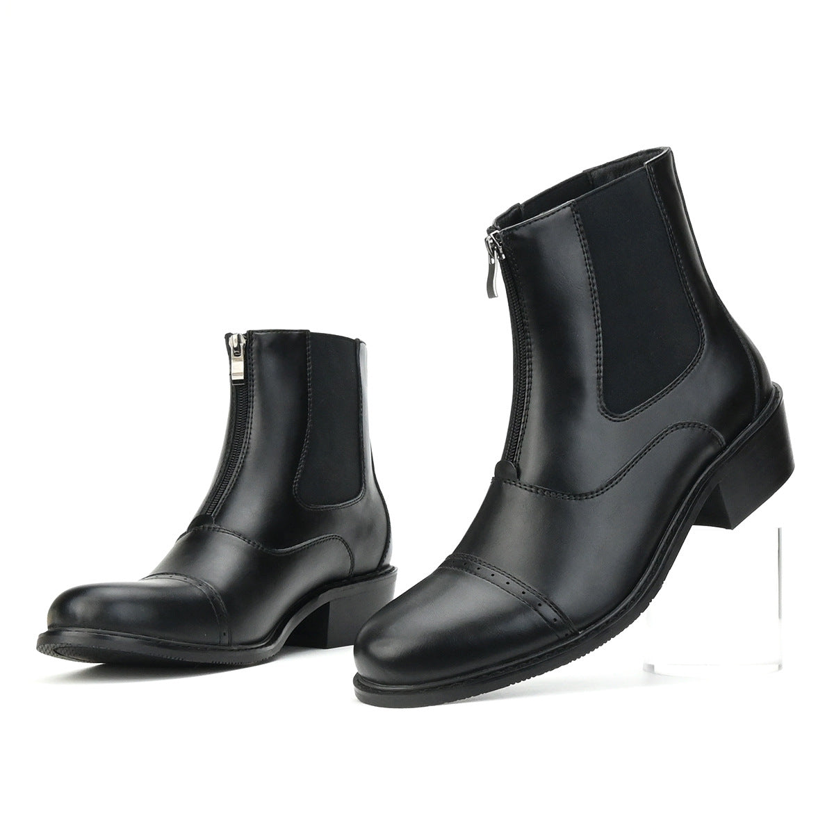 Men's Casual Chelsea Boots British Double Elastic Zipper Riding Boots