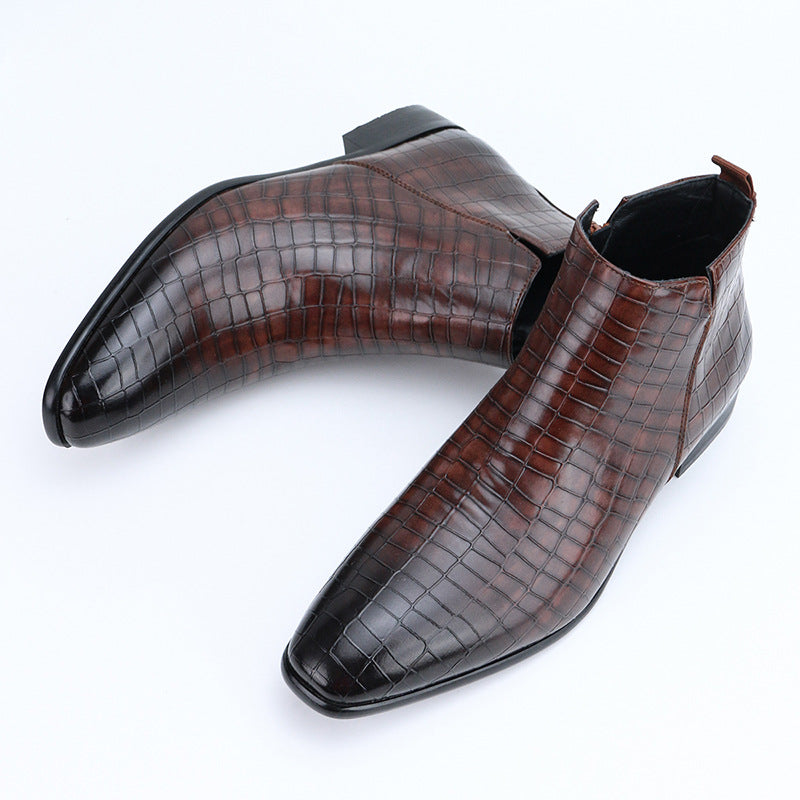 Men's Chelsea Boots Square Toe Men's Shoes Personality Wild Fashion Men's Short Boots