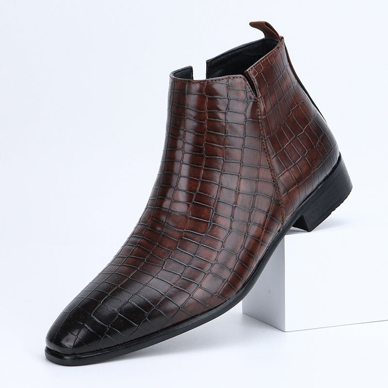 Men's Chelsea Boots Square Toe Men's Shoes Personality Wild Fashion Men's Short Boots