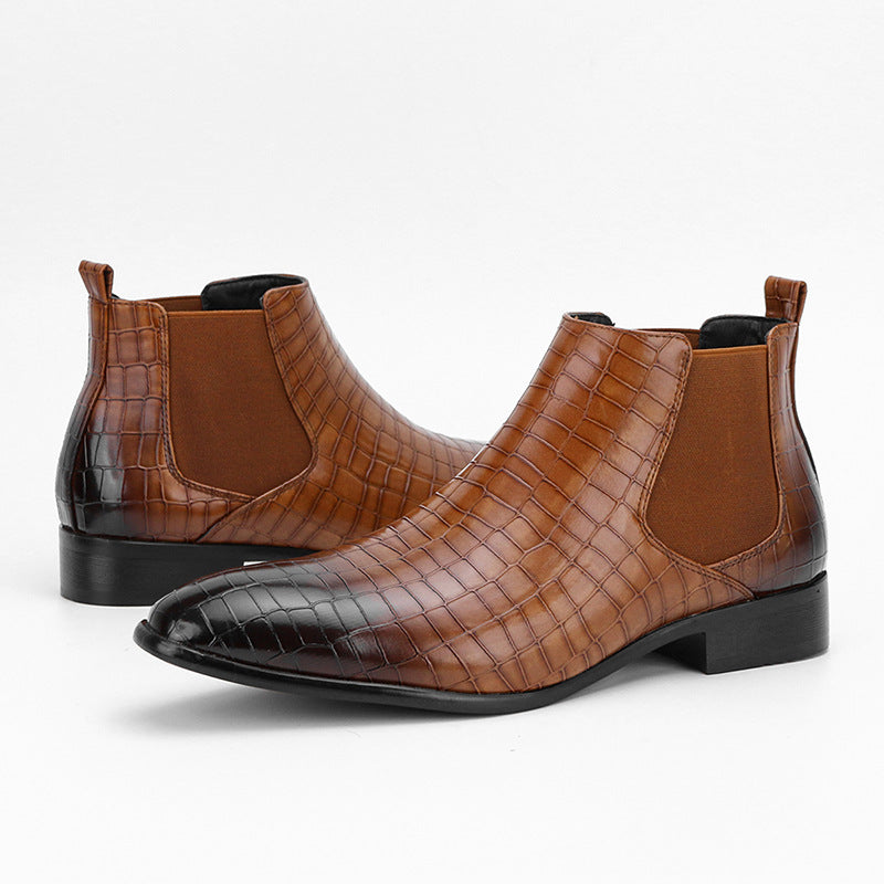 Men's Chelsea Boots Square Toe Men's Shoes All-Match Fashion Men's Short Boots