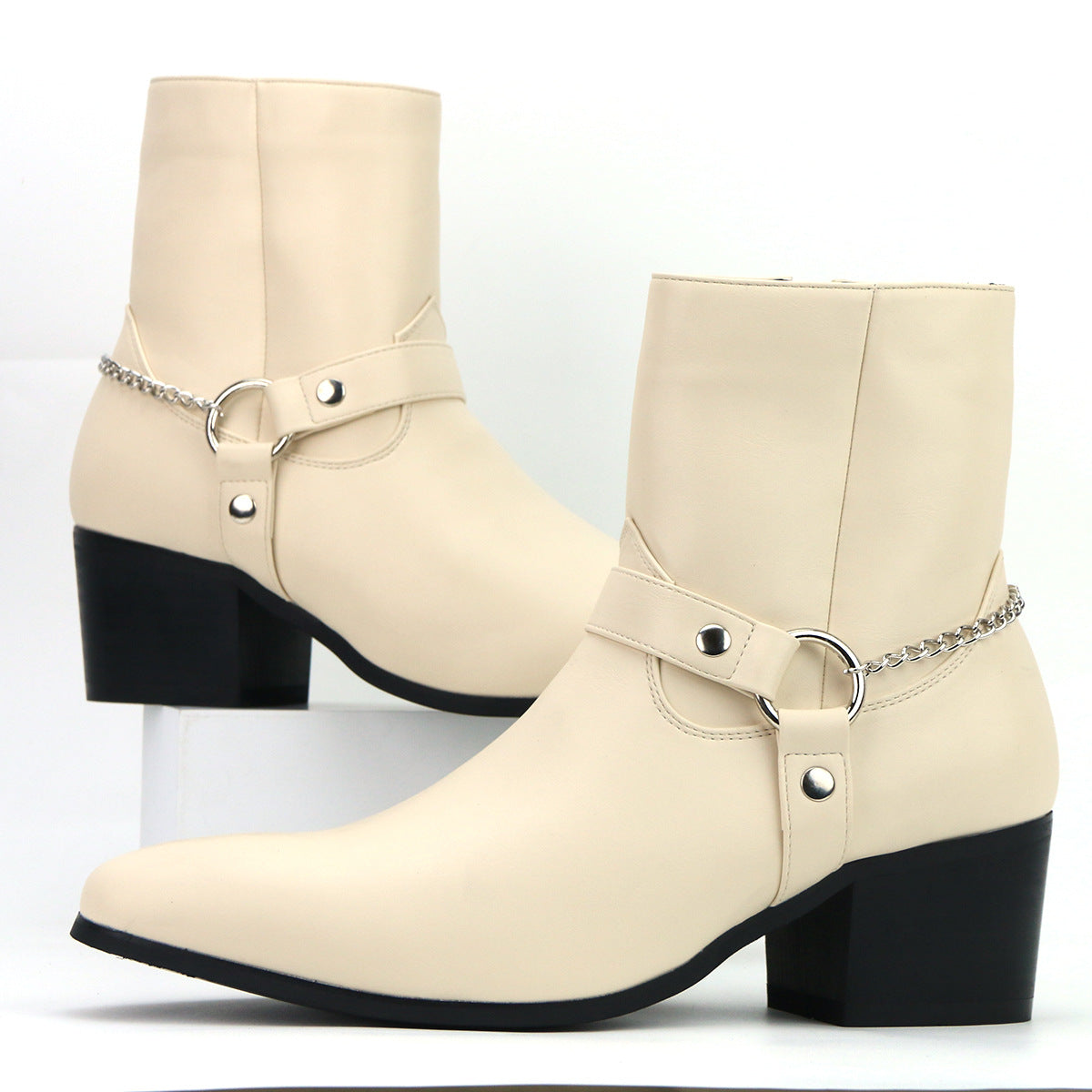Men's Fashion Boots High Heel Chain Fashion Temperament