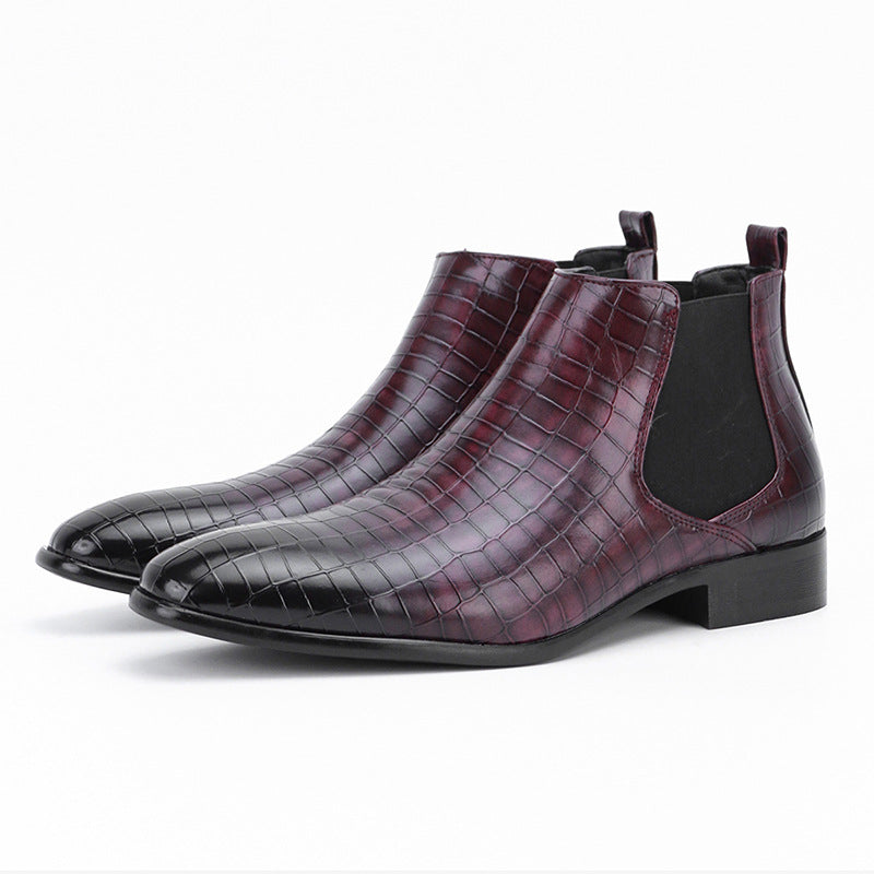 Men's Chelsea Boots Square Toe Men's Shoes All-Match Fashion Men's Short Boots