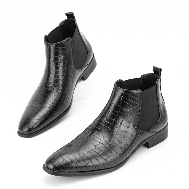 Men's Chelsea Boots Square Toe Men's Shoes All-Match Fashion Men's Short Boots