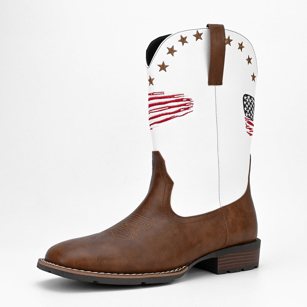 Men's Comfortable Square Toe Versatile Slip-On Outdoor Cowboy Boots