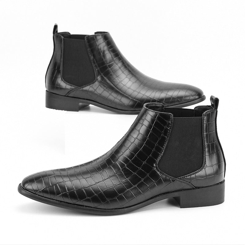 Men's Chelsea Boots Square Toe Men's Shoes All-Match Fashion Men's Short Boots