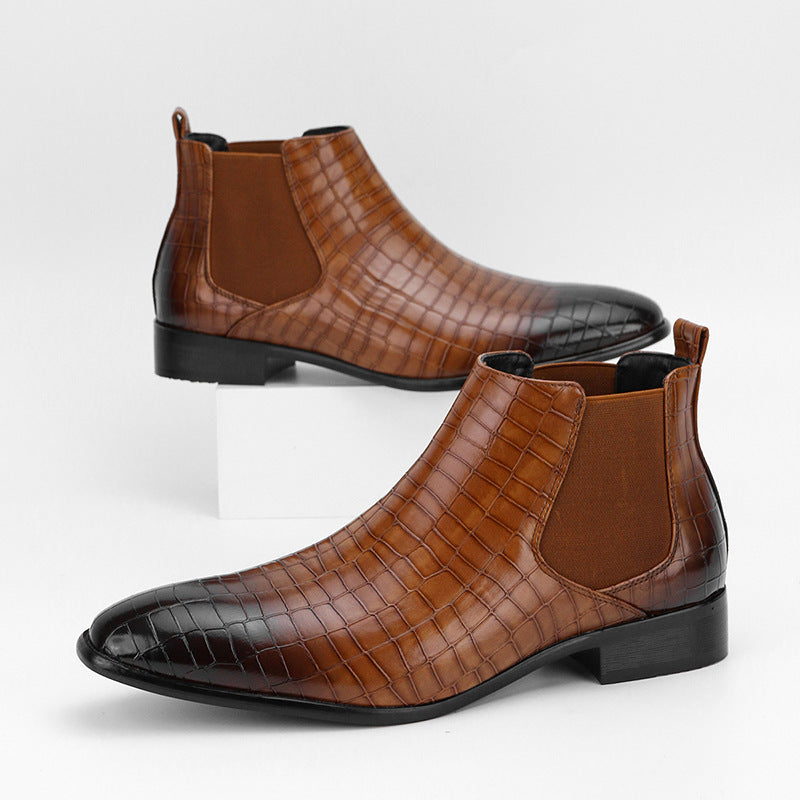 Men's Chelsea Boots Square Toe Men's Shoes All-Match Fashion Men's Short Boots