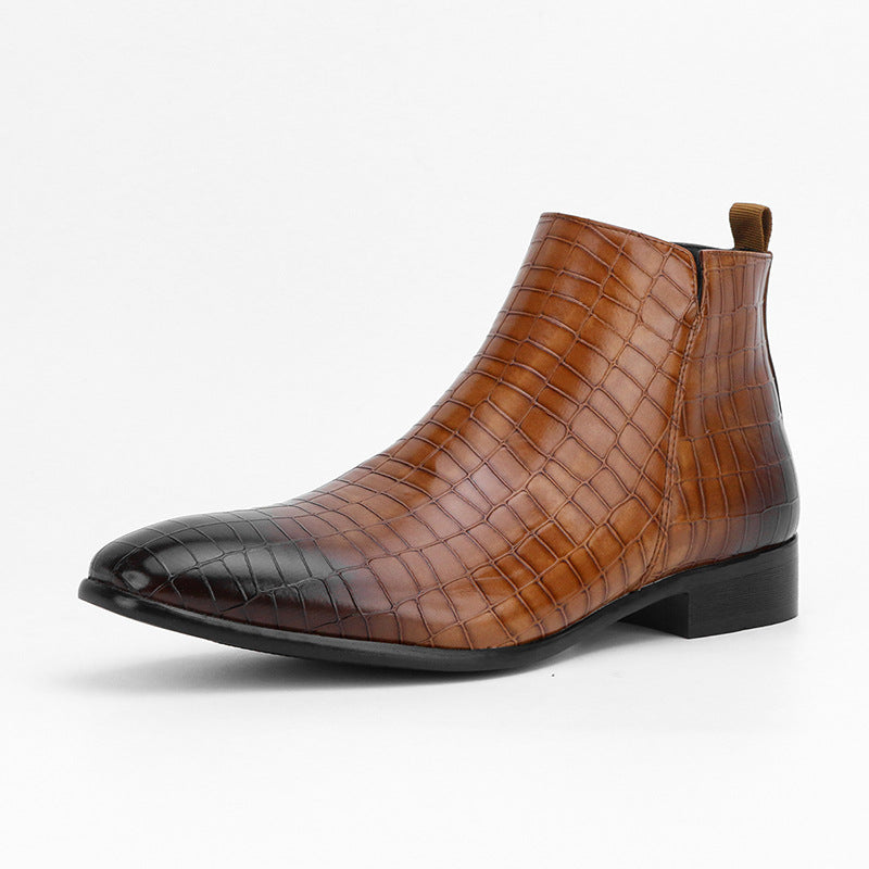 Men's Chelsea Boots Square Toe Men's Shoes Personality Wild Fashion Men's Short Boots