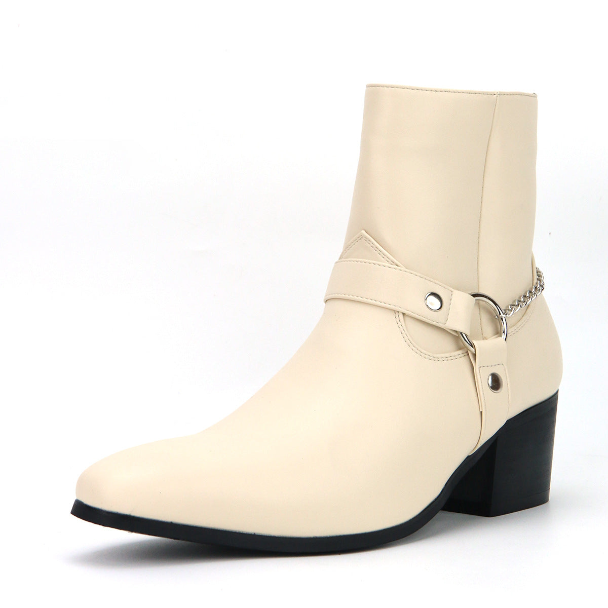 Men's Fashion Boots High Heel Chain Fashion Temperament