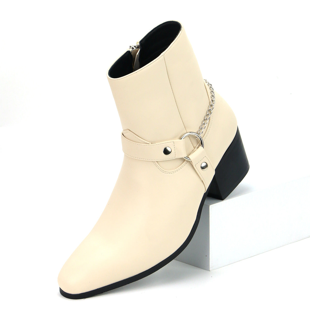 Men's Fashion Boots High Heel Chain Fashion Temperament