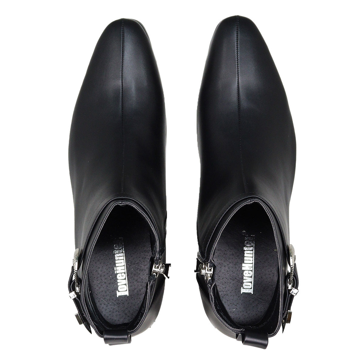 Round Toe Buckle Chelsea Boots Short British Style Waterproof Fashion