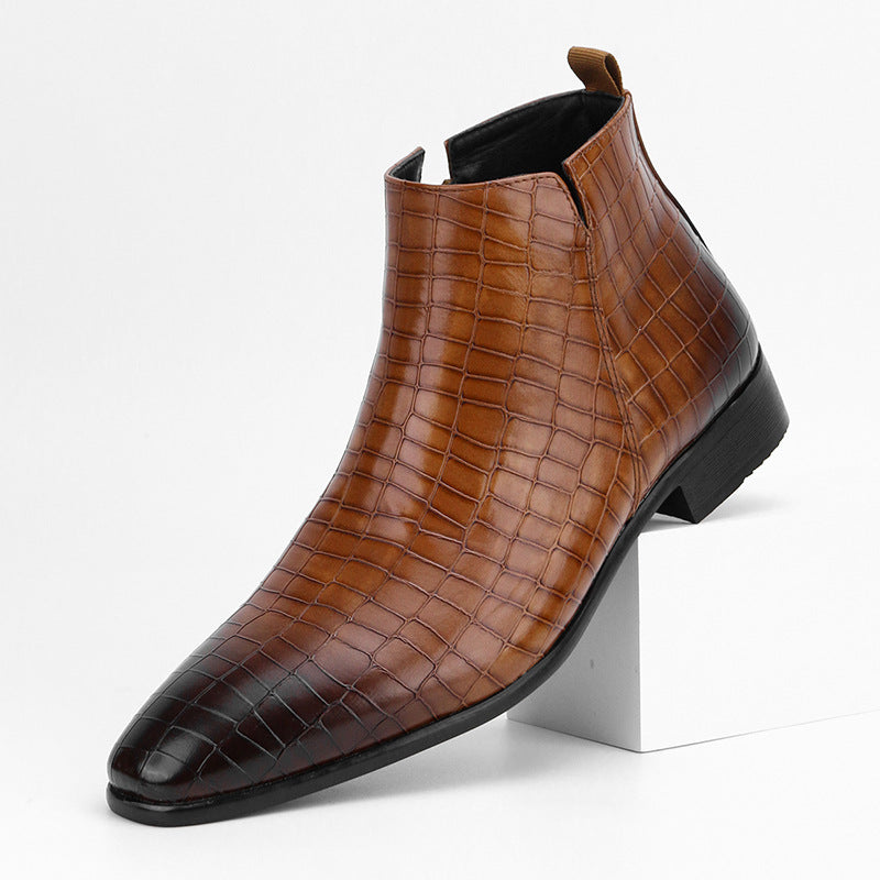 Men's Chelsea Boots Square Toe Men's Shoes Personality Wild Fashion Men's Short Boots