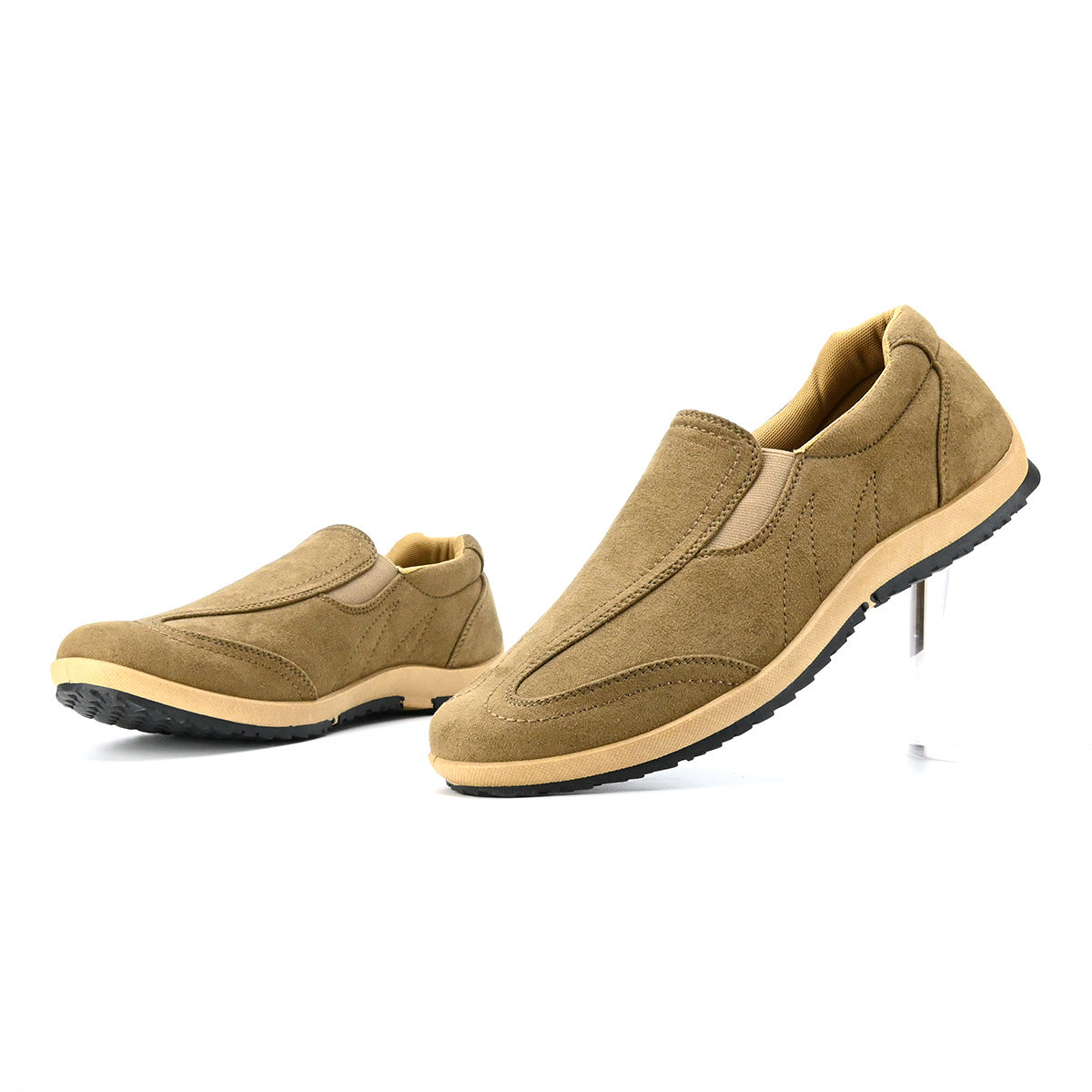 Men's Casual Soft Sole Leather Shoes Slip-on Comfortable Breathable Outdoor Walking Boots