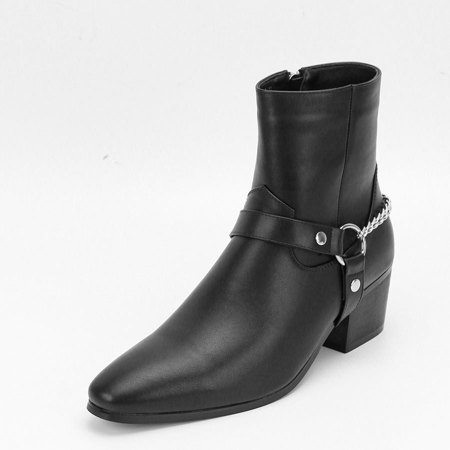 Men's Fashion Boots High Heel Chain Fashion Temperament
