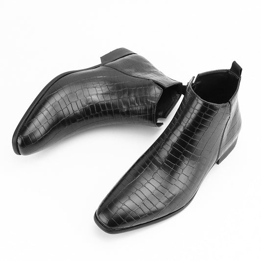 Men's Chelsea Boots Square Toe Men's Shoes Personality Wild Fashion Men's Short Boots