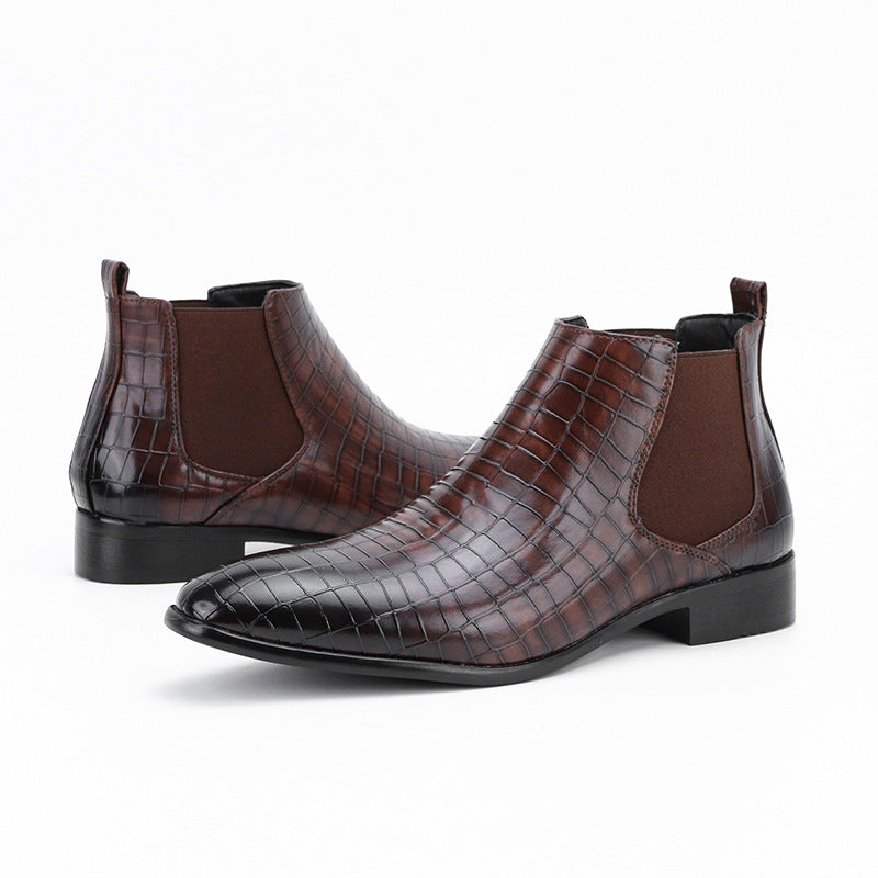 Men's Chelsea Boots Square Toe Men's Shoes All-Match Fashion Men's Short Boots