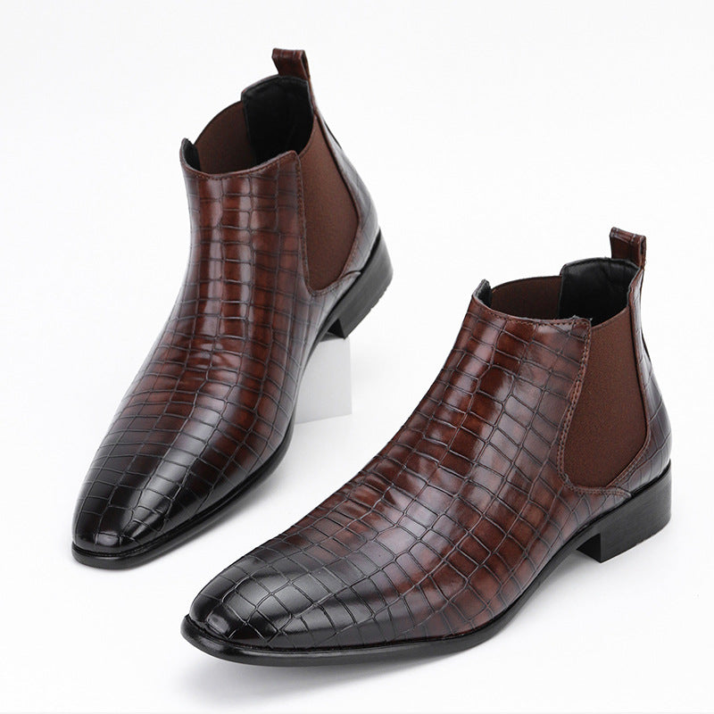 Men's Chelsea Boots Square Toe Men's Shoes All-Match Fashion Men's Short Boots