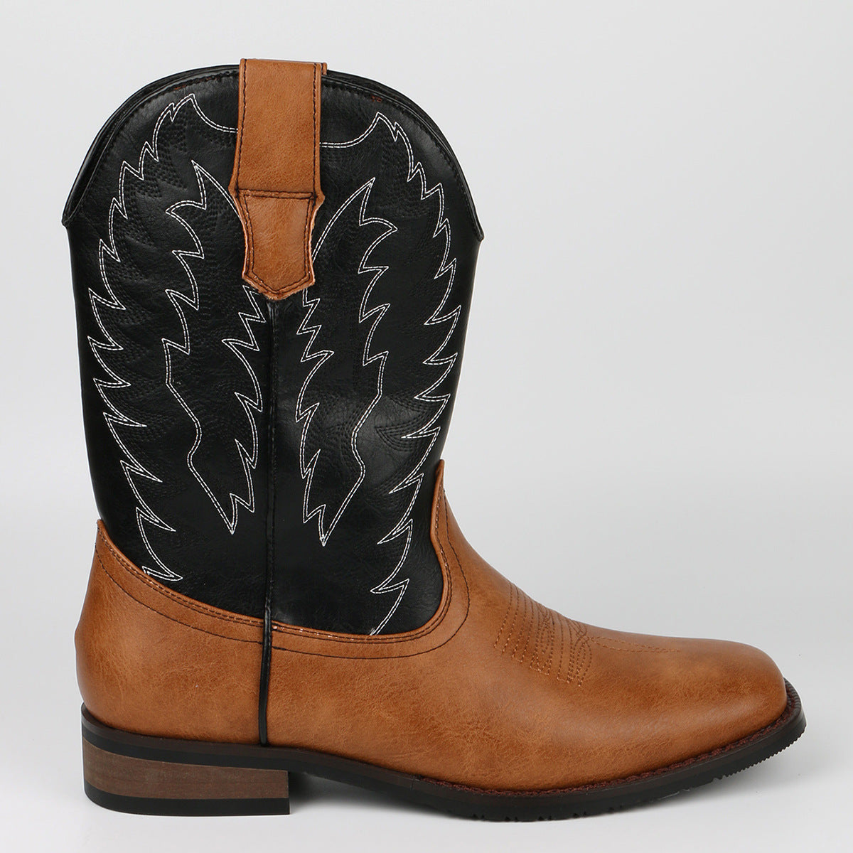 Western Cowboy European and American Desert Knight Boots Embroidery V Mouth