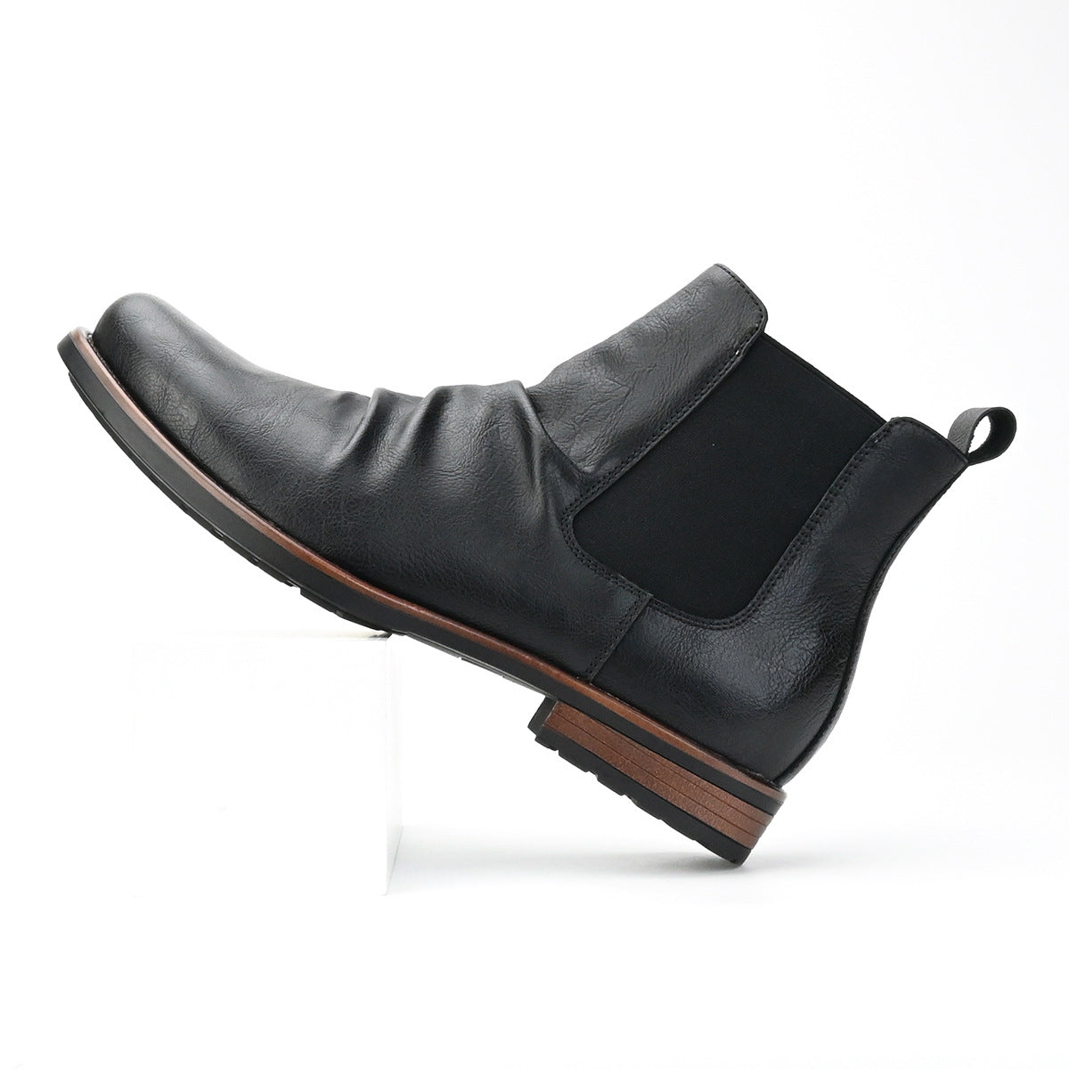 Men's Double Elastic British Style Low Heel Retro Boots Casual Ankle Boots
