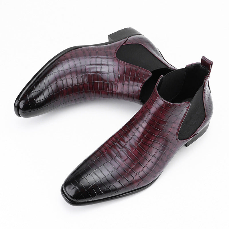 Men's Chelsea Boots Square Toe Men's Shoes All-Match Fashion Men's Short Boots
