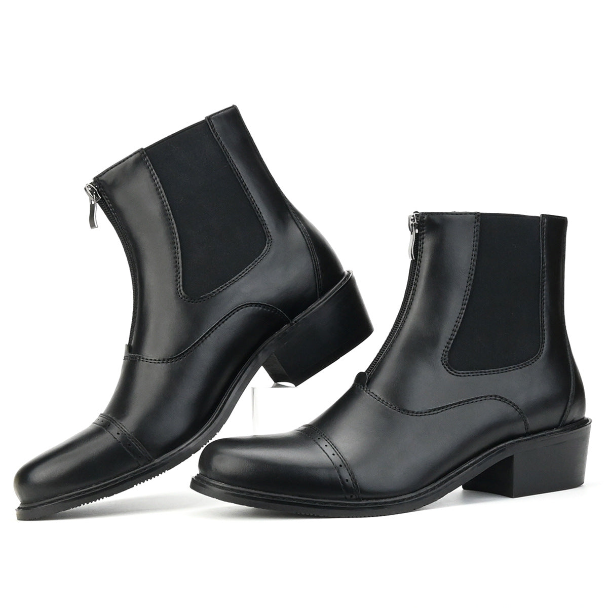 Men's Casual Chelsea Boots British Double Elastic Zipper Riding Boots