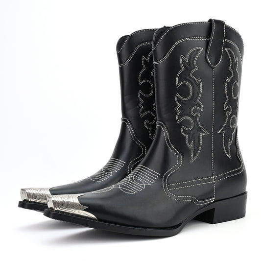 Men's Boots retro Casual Embroidered Pointed Toe Cowboy Boots