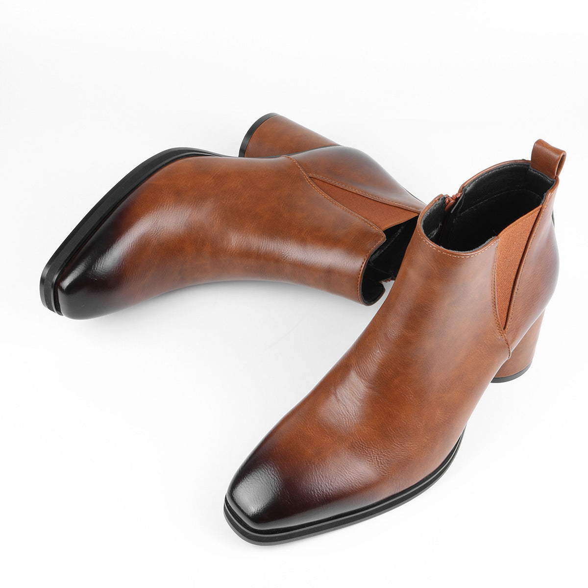 Men's Chelsea Boots Fashion Business Height Increasing High Heel Boots Cowboy Boots