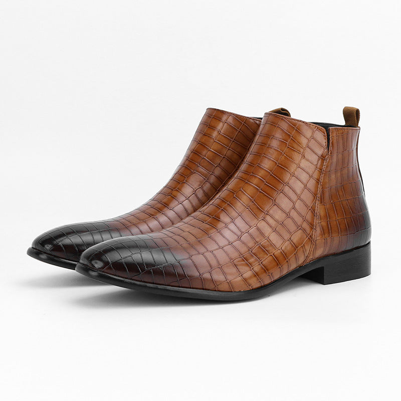 Men's Chelsea Boots Square Toe Men's Shoes Personality Wild Fashion Men's Short Boots