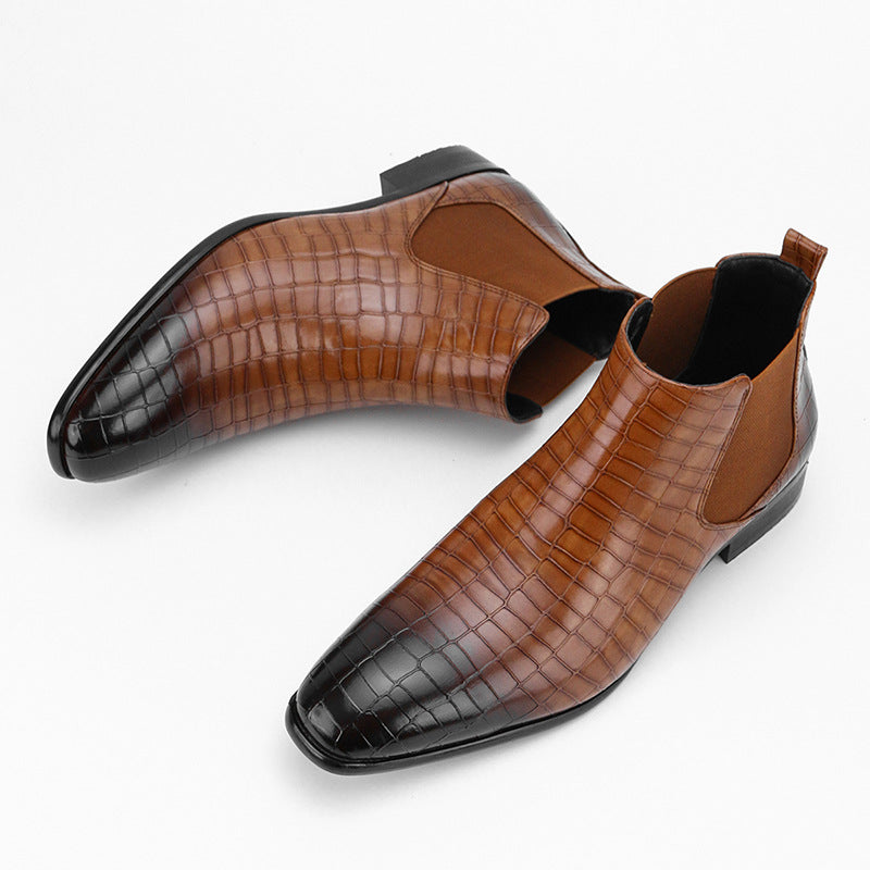 Men's Chelsea Boots Square Toe Men's Shoes All-Match Fashion Men's Short Boots